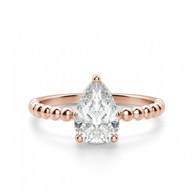 Кольцо с бриллиантом капля из розового золота