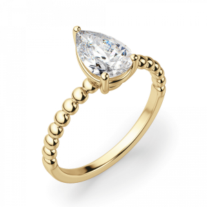 Кольцо с бриллиантом Груша из желтого золота - Фото 2