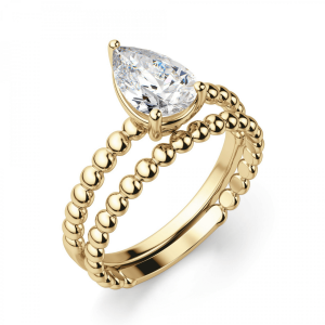 Кольцо с бриллиантом Груша из желтого золота - Фото 3
