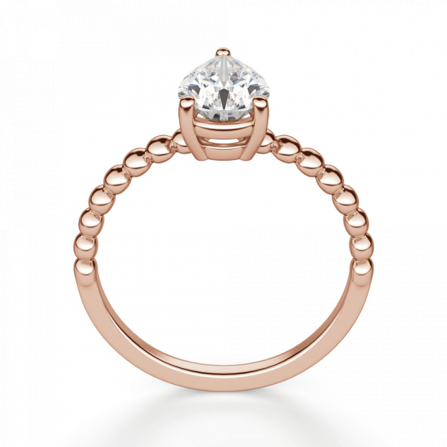 Кольцо с бриллиантом капля из розового золота - Фото 1