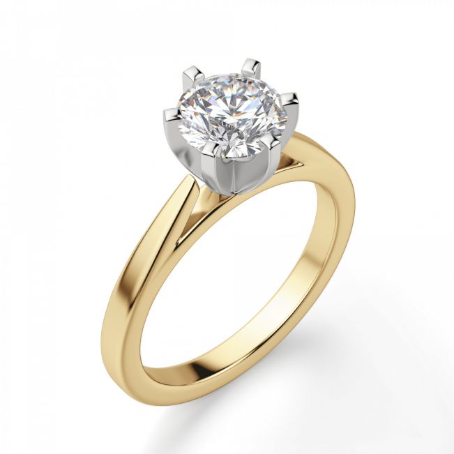 Кольцо из комбинированного золота с бриллиантом для помолвки - Фото 2