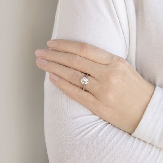 Кольцо с бриллиантом для помолвки из белого золота,  Больше Изображение 7