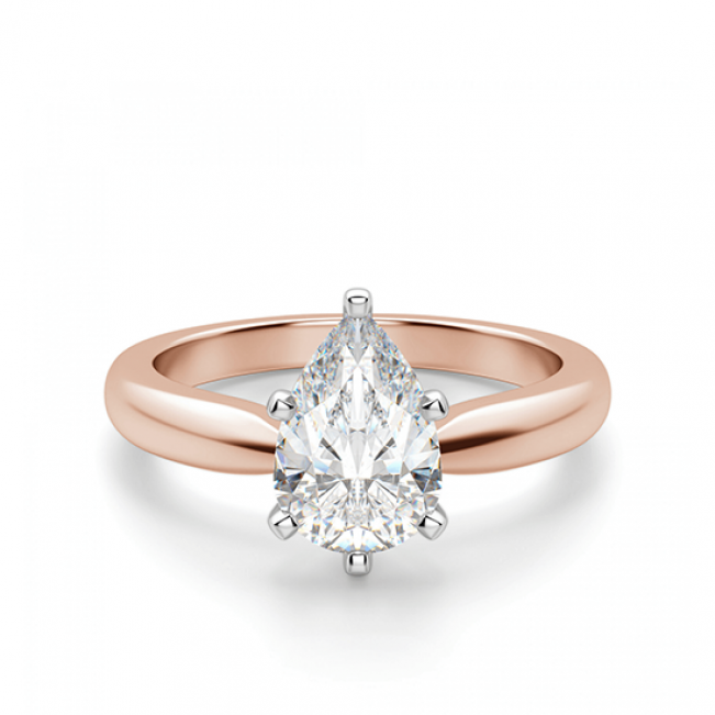 Кольцо с бриллиантом капля в 6 лапках из  розового золота