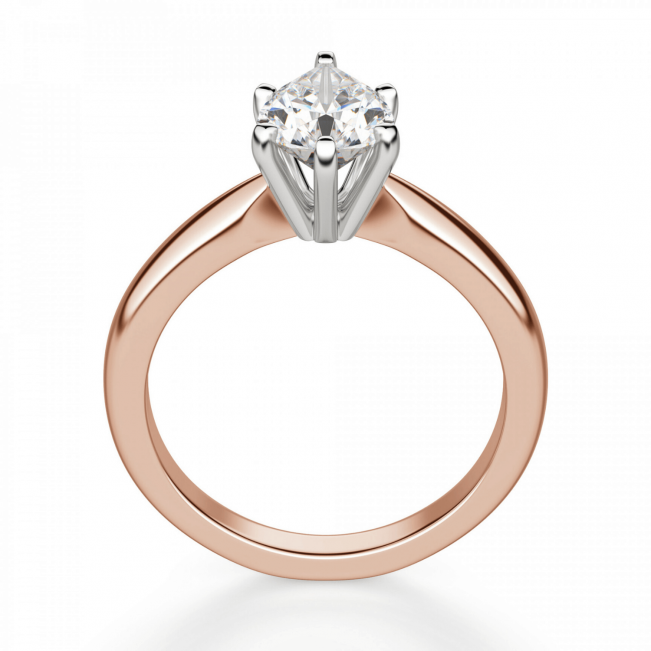 Кольцо с бриллиантом капля в 6 лапках из  розового золота - Фото 1
