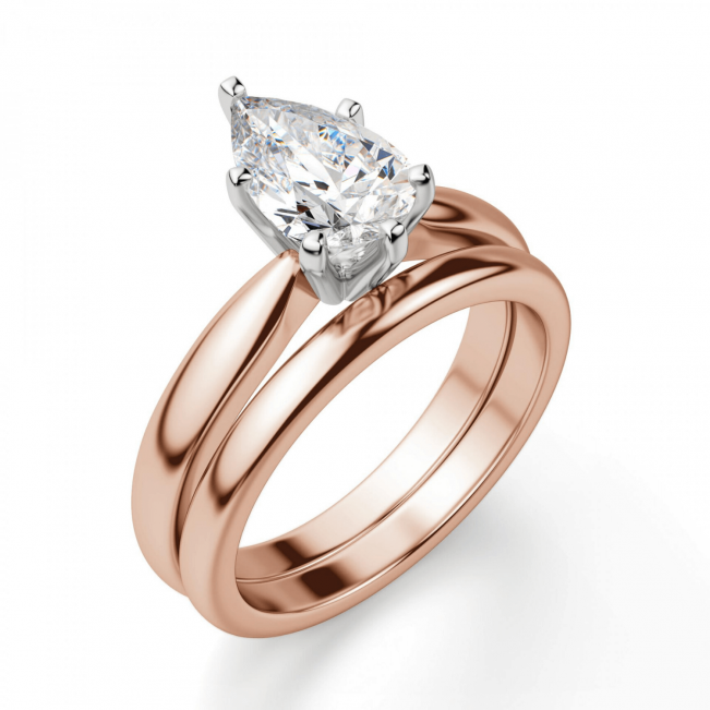 Кольцо с бриллиантом капля в 6 лапках из  розового золота - Фото 3