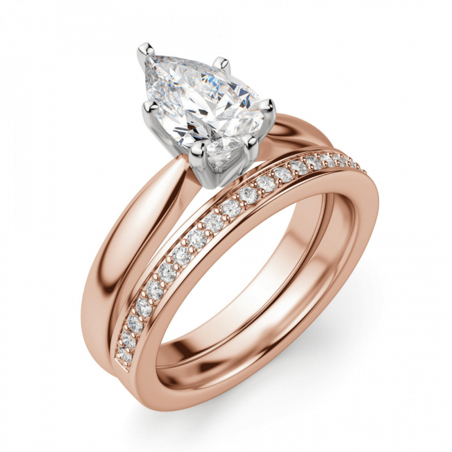Кольцо с бриллиантом капля в 6 лапках из  розового золота - Фото 4
