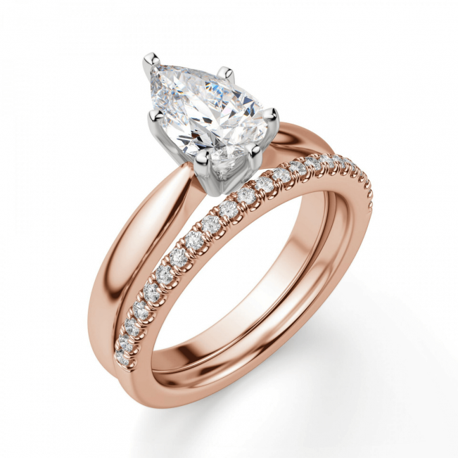 Кольцо с бриллиантом капля в 6 лапках из  розового золота - Фото 5