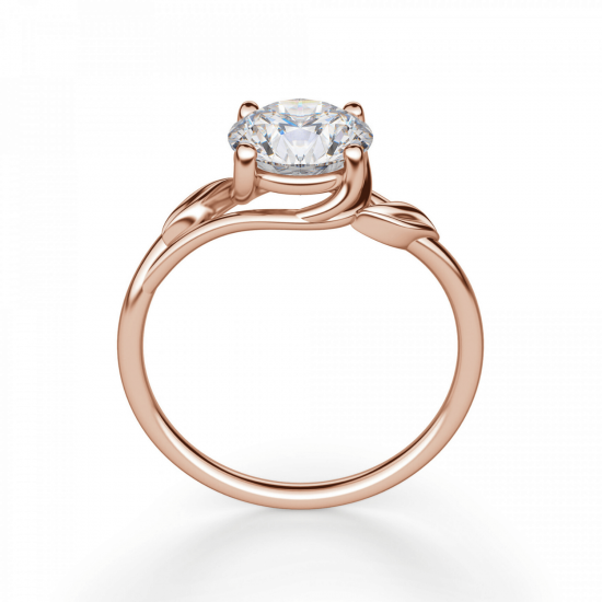 Кольцо с бриллиантом в лепестках из розового золота 750 пробы,  Больше Изображение 2