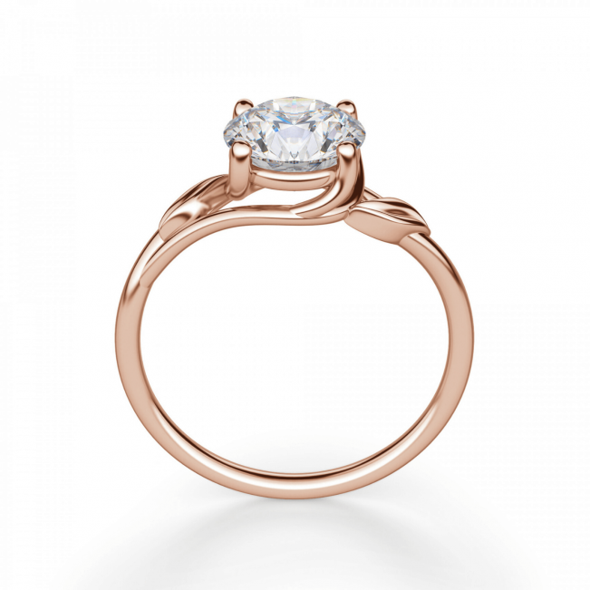 Кольцо с бриллиантом в лепестках из розового золота 750 пробы - Фото 1