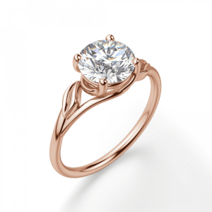 Кольцо с бриллиантом в лепестках из розового золота 750 пробы - Фото 2