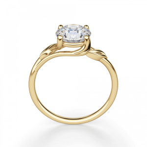 Кольцо с бриллиантом с золотыми листиками - Фото 1