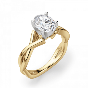 Кольцо золотое с овальным бриллиантом - Фото 2