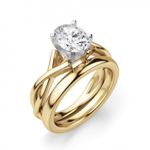 Кольцо золотое с овальным бриллиантом - Фото 3