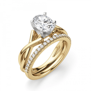 Кольцо золотое с овальным бриллиантом - Фото 4