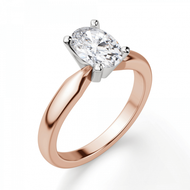 Кольцо с овальным бриллиантом из розового золота - Фото 2