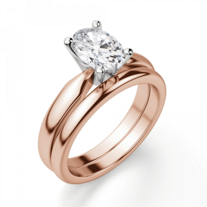 Кольцо с овальным бриллиантом из розового золота - Фото 3