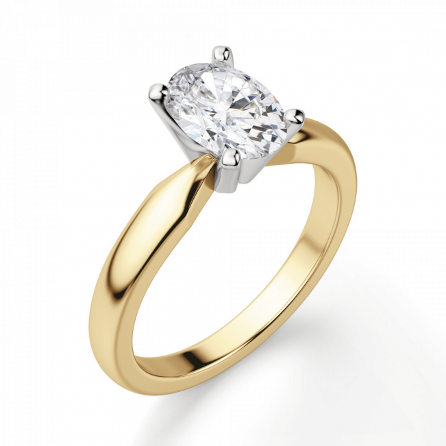 Кольцо из желтого золота с овальным бриллиантом - Фото 3