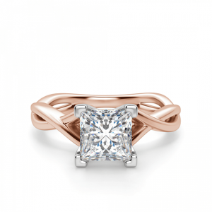 Кольцо розового золота с бриллиантом принцесса