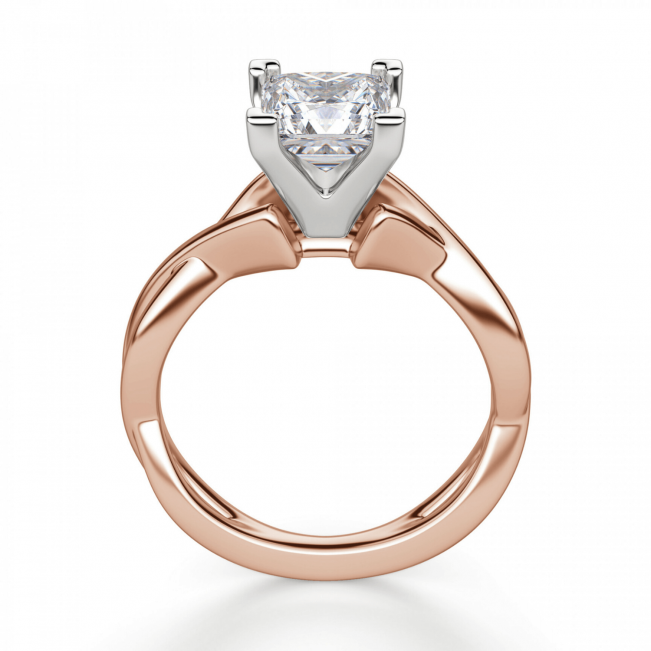 Кольцо розового золота с бриллиантом принцесса - Фото 1