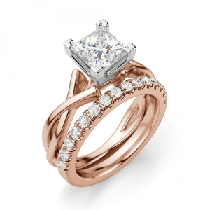 Кольцо розового золота с бриллиантом принцесса - Фото 5