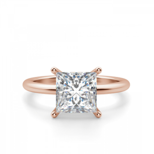 Кольцо с бриллиантом принцесса в розовом золоте