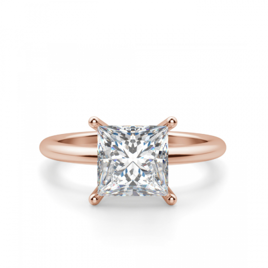 Кольцо с бриллиантом принцесса в розовом золоте, Изображение 1