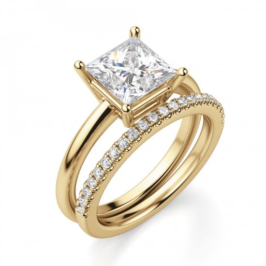 Кольцо золотое с бриллиантом Принцессой,  Больше Изображение 4