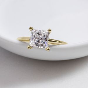 Кольцо золотое с бриллиантом Принцессой - Фото 4