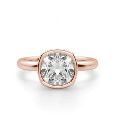 Кольцо с бриллиантом кушон в розовом золоте