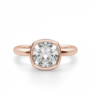 Кольцо с бриллиантом кушон в розовом золоте