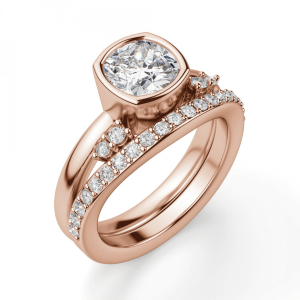 Кольцо с бриллиантом кушон в розовом золоте - Фото 3