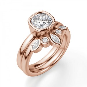 Кольцо с бриллиантом кушон в розовом золоте - Фото 4