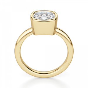 Кольцо с бриллиантом кушон в грухой закрепке из золота - Фото 1