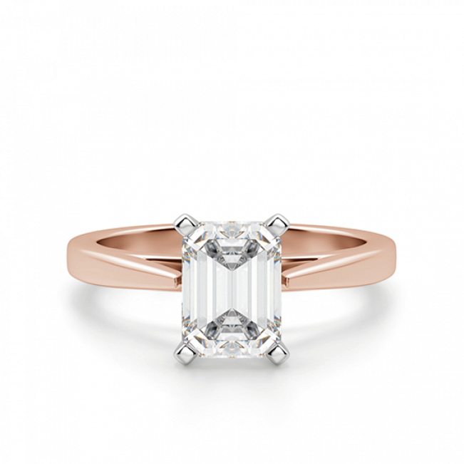 Кольцо с бриллиантом эмеральд из розового золота
