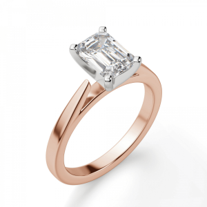 Кольцо с бриллиантом эмеральд из розового золота - Фото 2