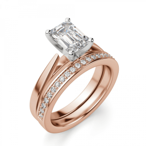 Кольцо с бриллиантом эмеральд из розового золота - Фото 4