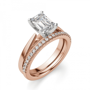 Кольцо с бриллиантом эмеральд из розового золота - Фото 5