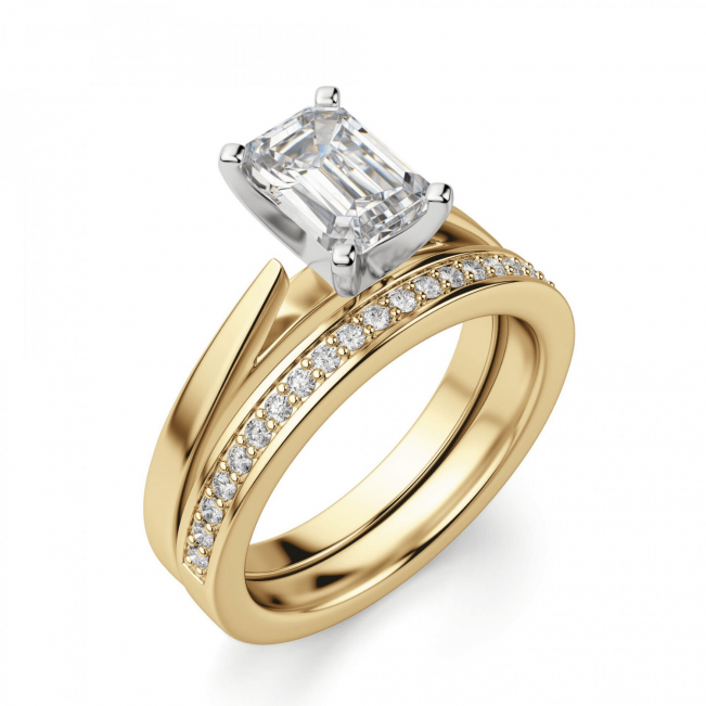 Кольцо с бриллиантом эмеральд из золота - Фото 4