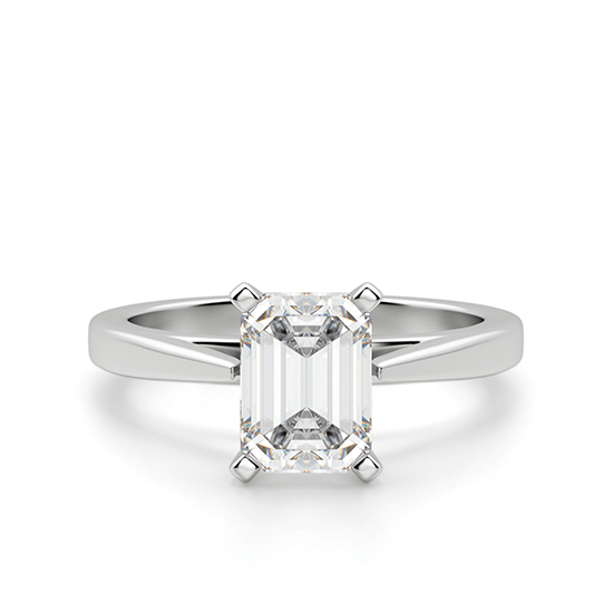 Кольцо с бриллиантом эмеральд из белого золота, Изображение 1
