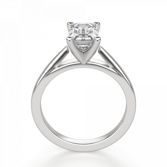 Кольцо с бриллиантом эмеральд из белого золота,  Больше Изображение 2