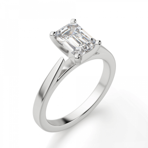 Кольцо с бриллиантом эмеральд из белого золота - Фото 2