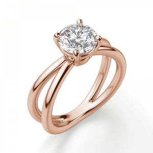 Кольцо из розового золота X с бриллиантом - Фото 2