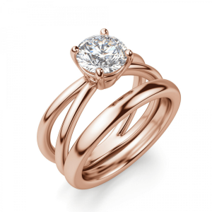 Кольцо из розового золота X с бриллиантом - Фото 3