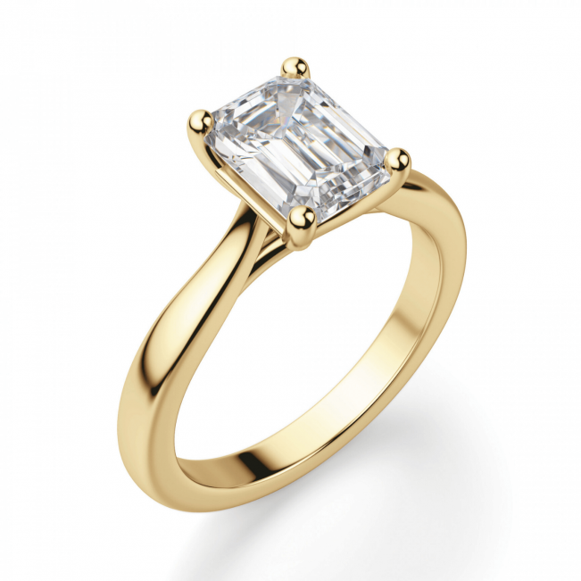 Кольцо золотое с бриллиантом эмеральд - Фото 2