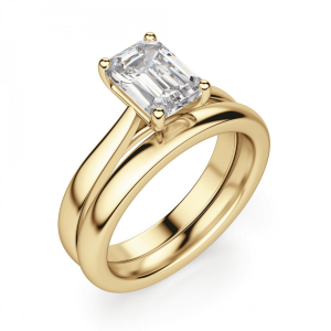 Кольцо золотое с бриллиантом эмеральд - Фото 3