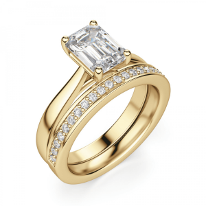 Кольцо золотое с бриллиантом эмеральд - Фото 4