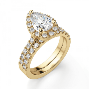 Кольцо из золота с бриллиантом груша в ореоле - Фото 5