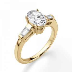 Кольцо с овальным бриллиантом и дополнительными камнями - Фото 2