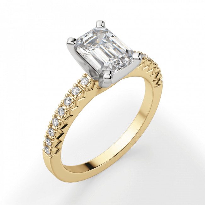 Кольцо из золота c бриллиантом эмеральд - Фото 2