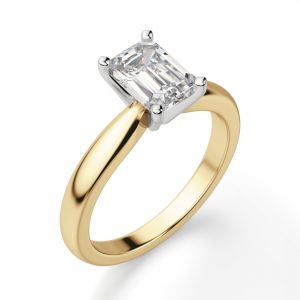 Классическое кольцо с прямоугольным бриллиантом из 2 видов золота - Фото 3